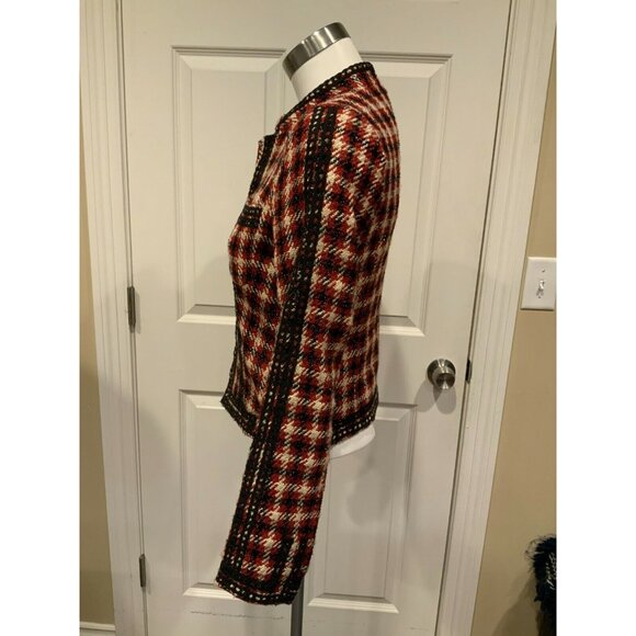 Aryn K Red, Cream & Black Herringbone Boucle Blazer, Size Medium, NWT! - Picture 5 of 10